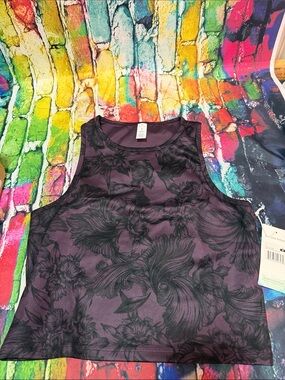 Balance Collection Floral Crop Tank - Purple/Black